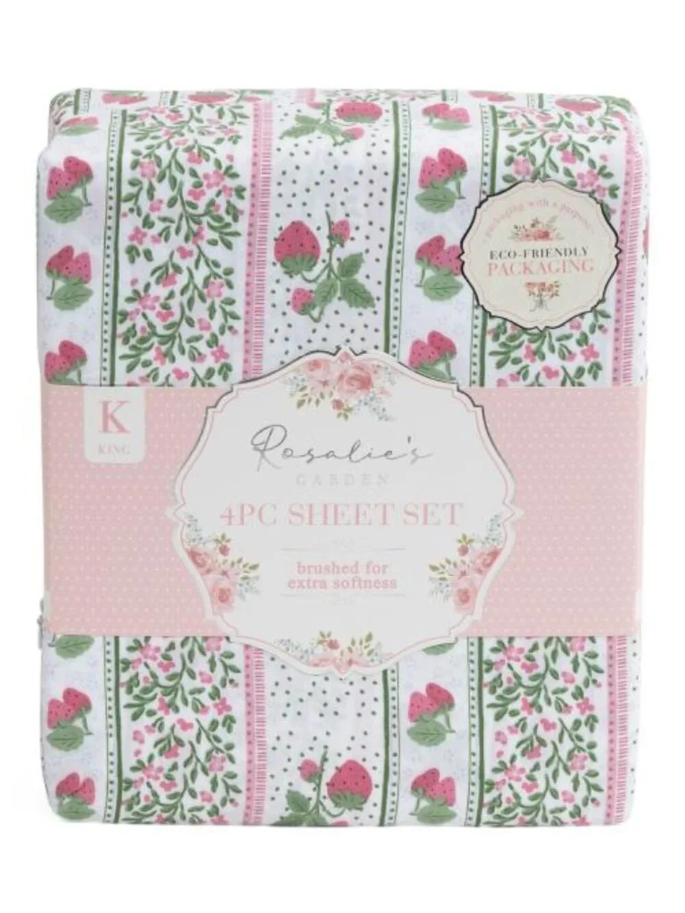 ENVOGUE Strawberry Patchwork Striped Sheet Set
